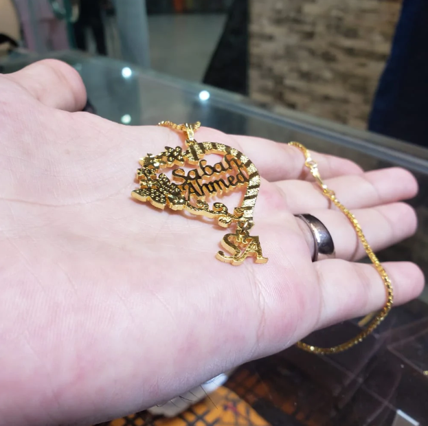 Personalized Gold Plated Name Necklace for Women | Custom Name Pendant Pakistan